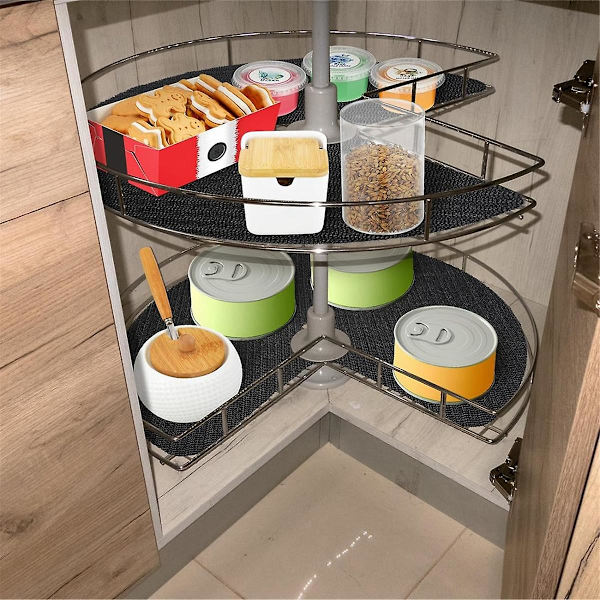 2 st Lazy Shelf Liner Cirkel Kök Liners Icke-Klistermärke Skåp Liners Halkskydd Kylskåpsmattor för Låda Skafferi 31Tum-A