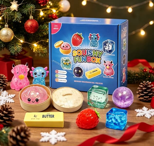 8-delad Malt Sugar Squishy Box – Blå (Långsamt stigande, Söt, Stresslindrande leksak)