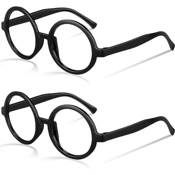 stivhed Undtagelse Profeti 2-pak runde briller Ingen linse, sorte runde briller Plaststel Briller  Tilbehør Maskerade | Fyndiq