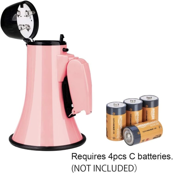 Bærbar megafon bullhorn 25 watt strømmegafon høyttaler stemme og sirene/alarmmoduser (rosa)