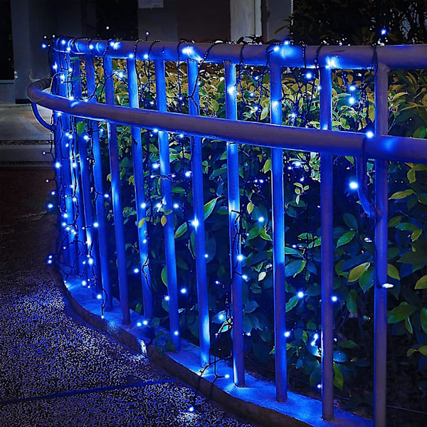 Pakke Blå Solcelledrevne Lysstreng Udendørs Vandafvisende, 13m 100 Led Solcelledrevne Halloween Lysstreng, 8 Tilstande Solcelledrevne Julelys Til Have, Græs, Terrasse, T