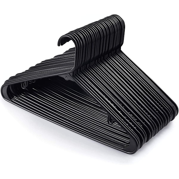 24 Pak Plast Hængere, Bukser Hængere, Pladsbesparende Med Hak, Skridsikker Og Holdbar Tøj Hængere, Længde 42cm, Sort