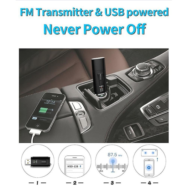 Bærbar Fm-sender Bil Bluetooth 5.0-modtager Usb Fm-modulator 3,5 mm Aux Audio Musikafspiller Ha