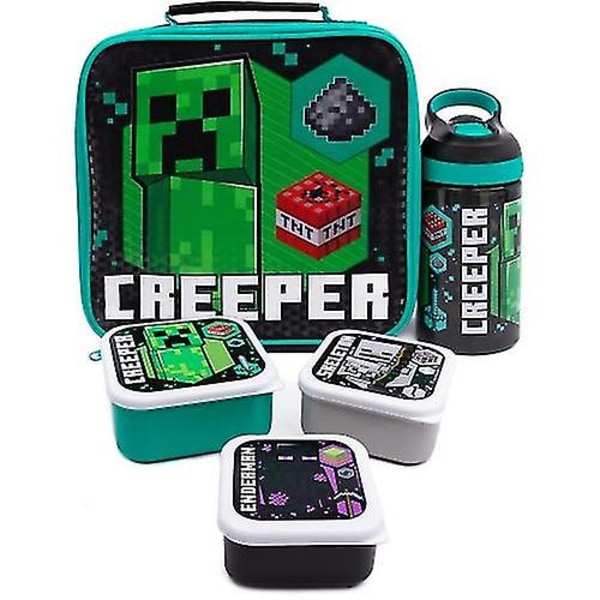 Minecraft Creeper Lounaspussi ja Pullo (5 kpl pakkaus)