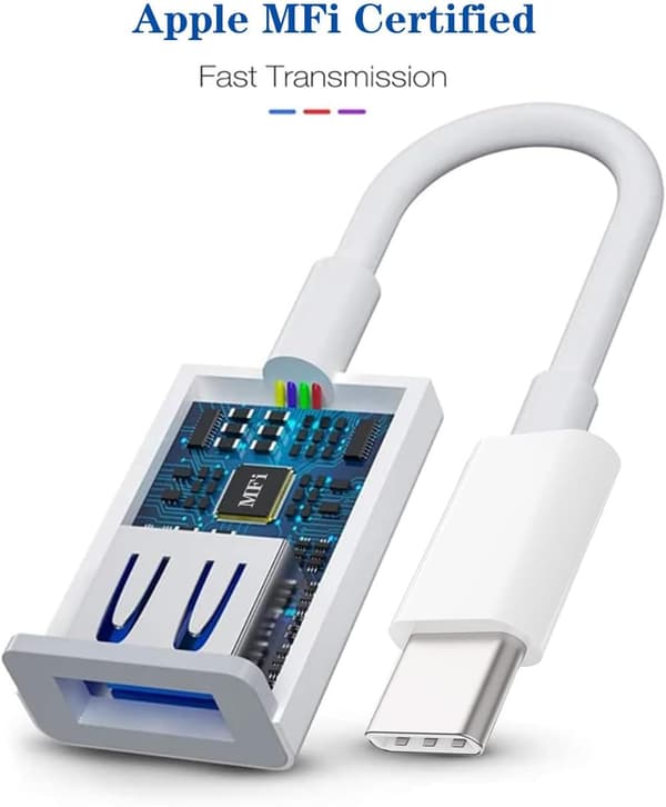 Højkvalitets, splinterny USB-C til USB-adapter til iPhone 15 Pro Max MacBook Pro Air 2023 iMac iPad Mini Pro, Apple MFi-certificeret US