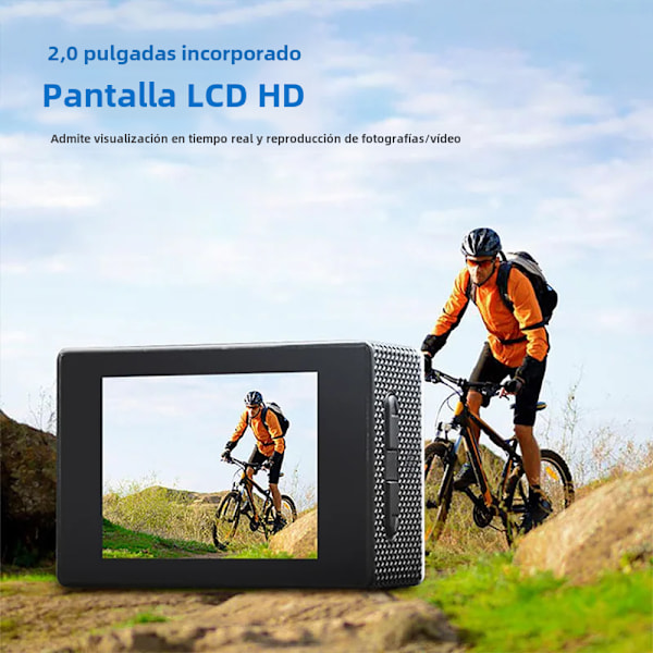 Ultra HD 4K/30fps Wifi Action Camera 2.0 Tommers 170D Vanntett Hjelm