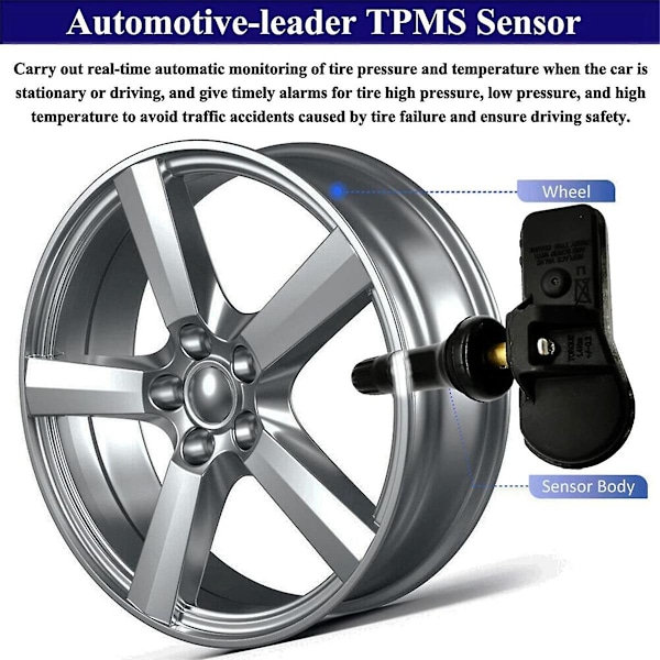 4 stk Bil TPMS Sensor Dekktrykksensor 107481200B for 3 2018-2020 S 2014-2020 X 2016 Dekktrykksovervåking