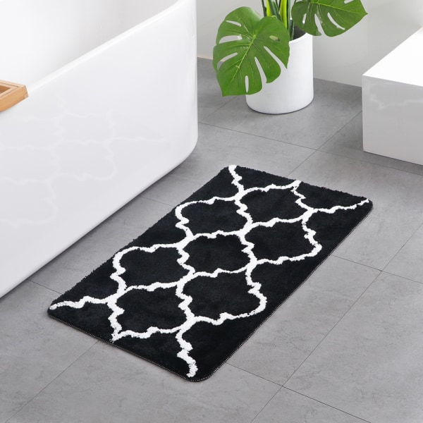 1 STK badematte mikrofiberteppe, svart, 45x65 cm/18x26 tommer