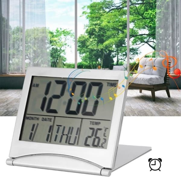 LED Snooze Clock, digitalt temperaturdisplay, bærbar til sengebord til rejser