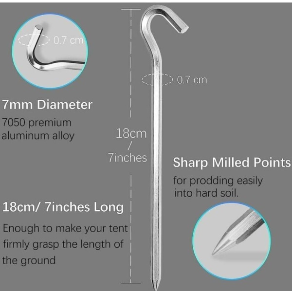 14 kpl 18 cm alumiiniset telttakiilat telttakoukut telttakiilat kovat maakiilat