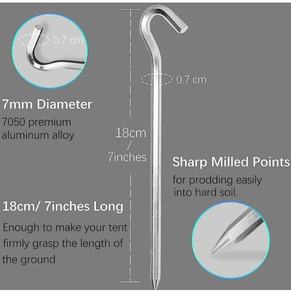 14 stk 18 cm aluminium teltplugger teltkroker teltplugger harde bakkeplugger