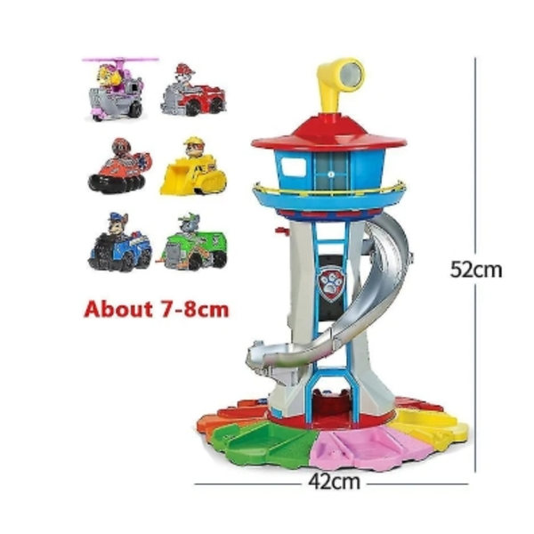 Paw Patrol Lookout Leksakstorn med Musik Ljus Patrulla Canina Lookout Leksaker Set Barnens Födelsedagspresent Roman med 6 st hundar