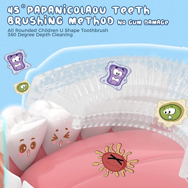 2-pack U-formad tandborste för barn - Tandborste för toddler med mjuk present av livsmedelskvalitet