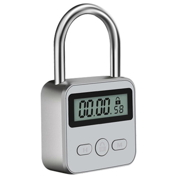 Metal Timer Lås LCD Display Multi-Funktion Elektronisk Tid 99 Timer Max Timing USB Genopladelig Timer Hængeslås - Sikkerhedsenhed