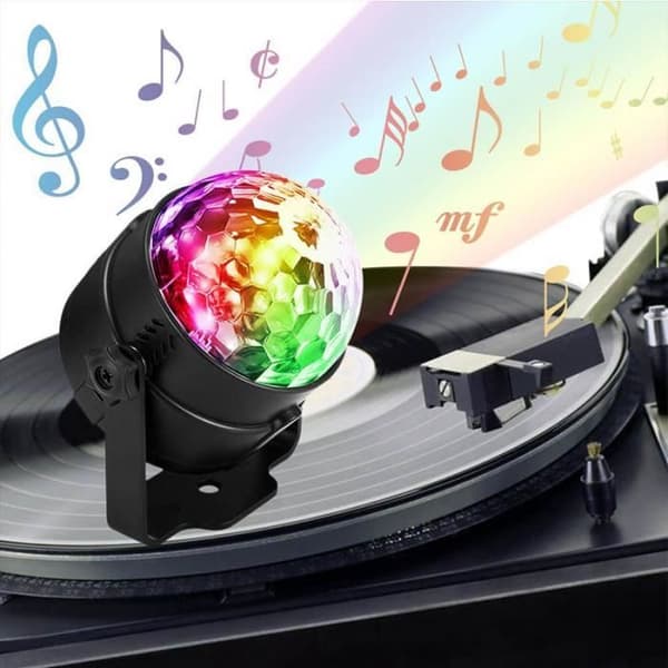 Diskokule - LED - 7 Farger - IR Fjernkontroll - Auto/Lyd/Strobe Moduser - DJ Scenelys