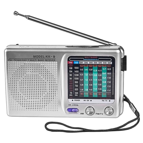 AM/FM/SW bærbar radio som drives for innendørs, utendørs og nødbruksradio med høyttaler og hodetelefoner