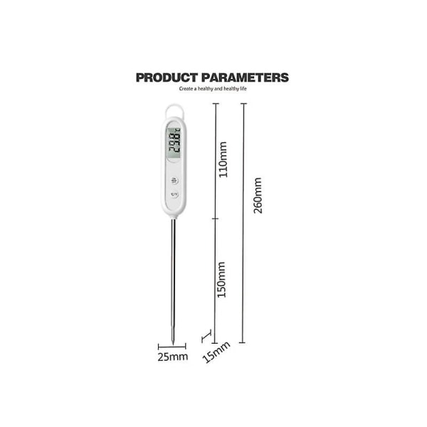 Ruokalämpömittari BBQ BBQ -lämpömittari nopea lämpötilan mittaus (valkoinen)