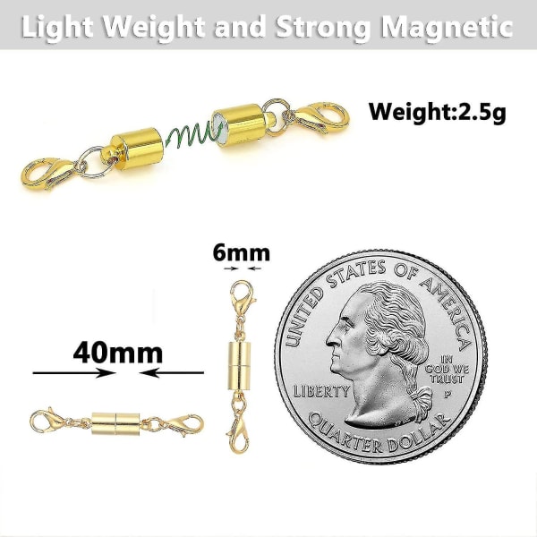 12-pak magnetisk låsekonverter Dobbelt hummer magnetiske smykkelåse til halskæde Armbåndsspænder, 6 guld + 6 sølv