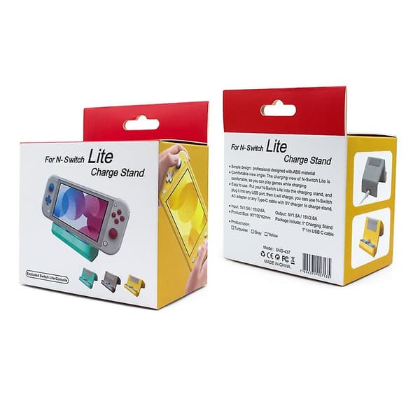 Nintendo Switch Holder, Nintendo Switch og Nintendo Switch Lite/LED Laderstativ (Gul)