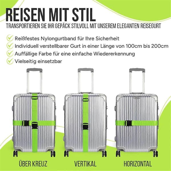 Sæt med 4 Kuffertstropper til Rejsekuffert, Kuffertstroppesæt, Bagagestropper, Justerbar Bagage