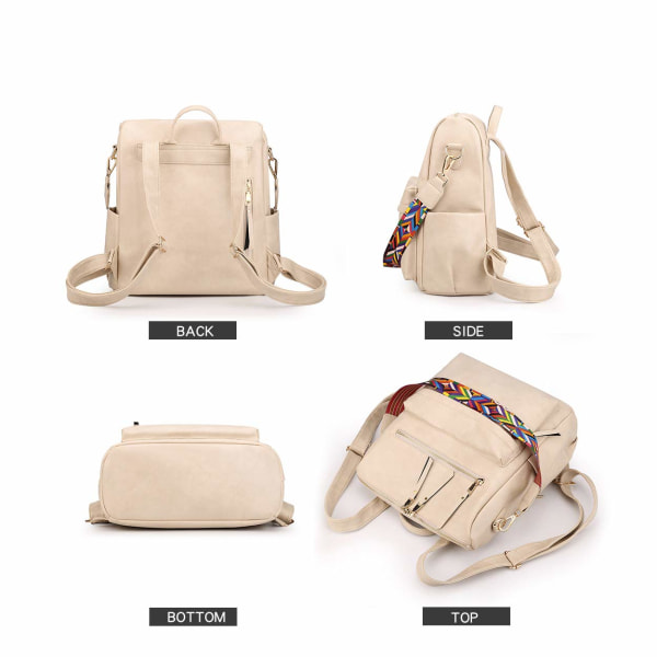 Mode ryggsäck Plånbok Multifunktionsdesign handväska och axelväska, beige