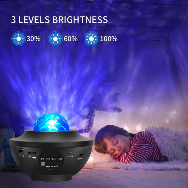 Tähtiprojektori LED-valo sisäänrakennetulla kaiuttimella