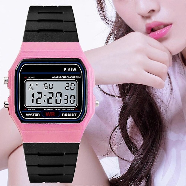 F-91W Analog Digital Motion LED Silikonerem Multifunktionelt Elektronisk Ur