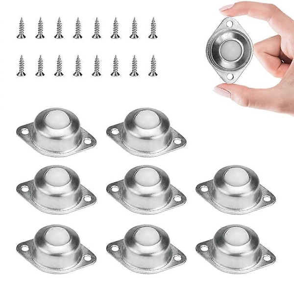 8 ST Kulöverföring Nylonhjul Rullenheter Kulöverföring 360 Graders Rotation med M5*16mm Skruvar för Soffor Montrar Vagnar Hyllor Skotrar Skåp