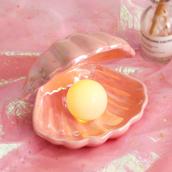 Shell Pearl Light Led Accent Lamp Bærbar Nattlys, Rosa