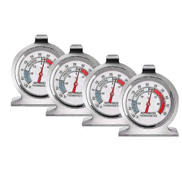 Set med 4x Kylskåpstermometrar, Sunmostar, Rostfritt stål, Silver