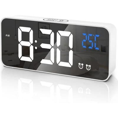 Multifunksjonell LED-vekkerklokke - 13 ringetoner - Dobbel alarm - USB-lading