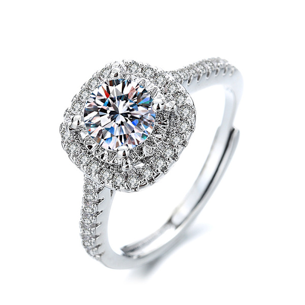 Bling Zircon Ring Set 4-pack Silver