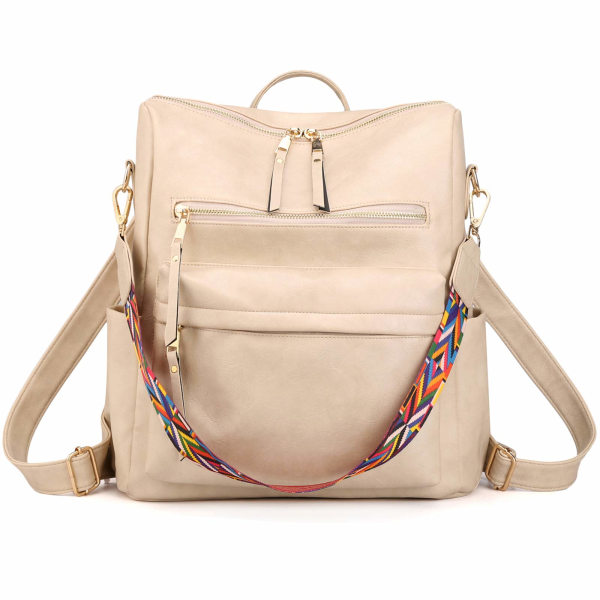 Mode ryggsäck Plånbok Multifunktionsdesign handväska och axelväska, beige