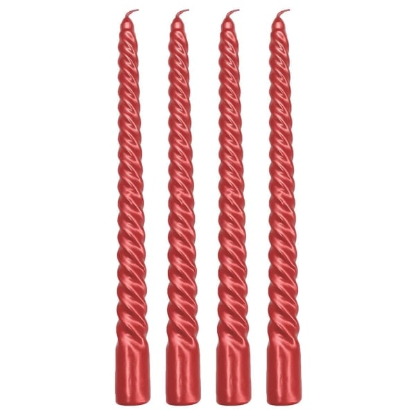 4 st Twist Taper Candle Spiral Taper Candles Twisted Long Candles Vax till middag Röd