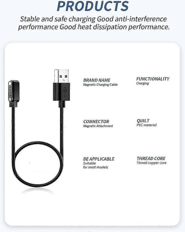 (2-pack) Kabel för PLAUD Note AI Röstinspelare, Robust Magnetisk USB-laddningskabel Kompatibel med Plaud Note Ref: 2592