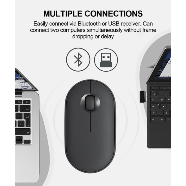 Komfortabel håndfølelse Pebble Mute Mouse M350 Bluetooth Dual Mode Trådløs Mus Fashion Light Lovely