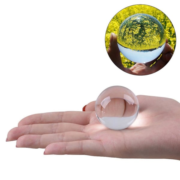 4 cm kristallkula fotografi rekvisita Meditationsboll Jonglering glasklot display (transparent vit)