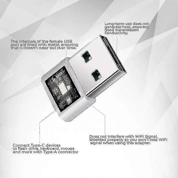 USB-C til USB Adapter [3-pak, Sølv], USB-A til USB-C, USB-C til USB, USB-C Adapter, USB-C Stik, USB Adapter, USB-C til USB, USB USB-C, USB-C/A Adapter