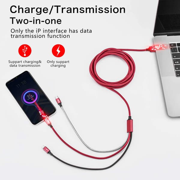 2025 Senaste Modell Multi Laddningskabel 3m 2-pack Multi Snabbladdningskabel Flätad Universell 3 i 1 Multi Laddningssladd Lång Multi USB-kabel