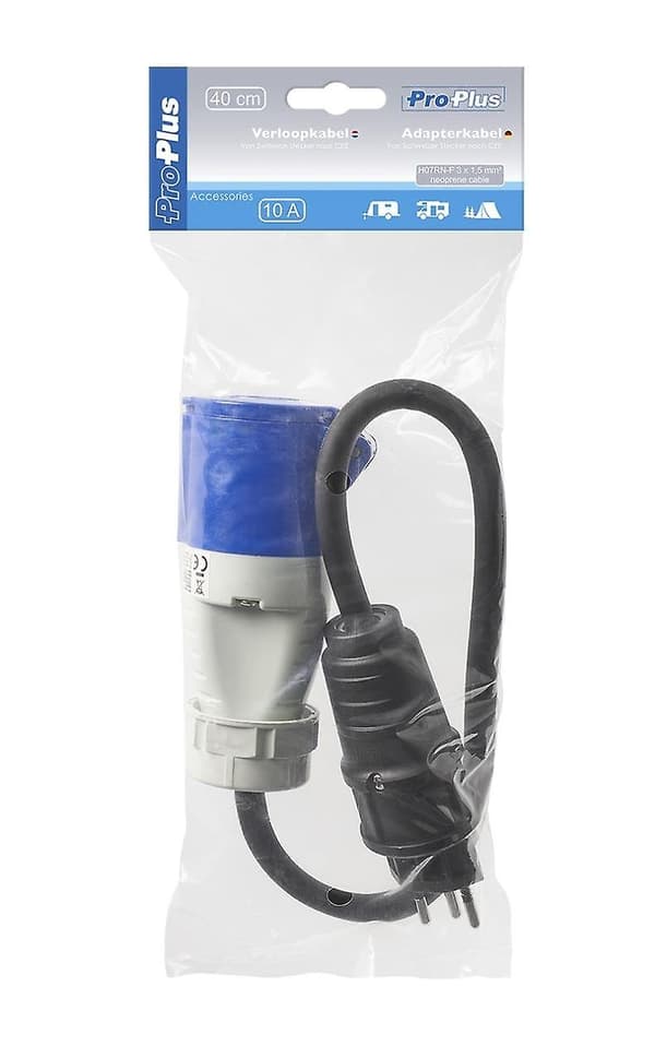 Adapterkabel 40 cm 3x1,5 mm² fra sveitsisk plugg til CEE