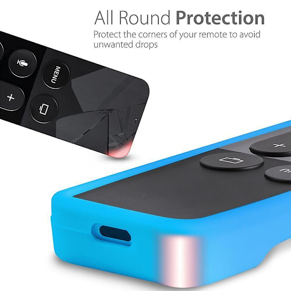 Silikoninen kaukosäätimen kotelo Apple TV 4. sukupolven Siri-kaukosäätimelle, iskunkestävä, liukumaton kotelo (ilman kaukosäädintä)