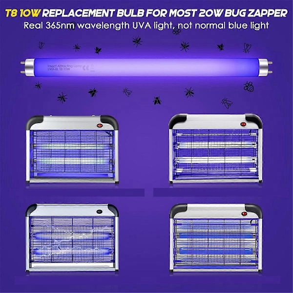 10 Pak Bug Zapper Udskiftningspærer 10W til 20W Indendørs Bug Zapper, BL T8 F10W 13 Tommer Lys T