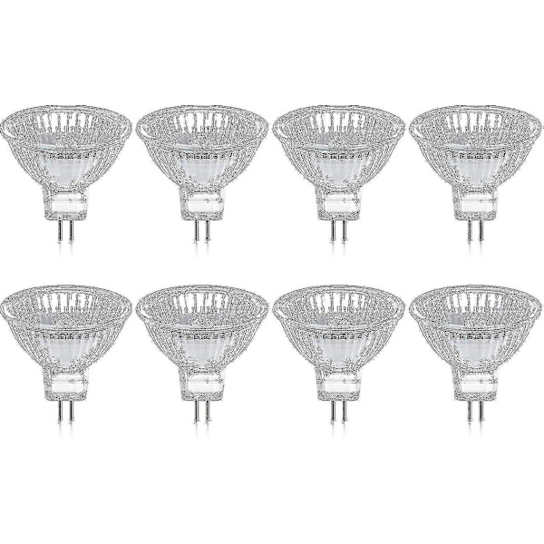 Halogeenilamppu Gu5.3 Mr16 35w/50w 12v Lämmin Valkoinen 2800k Himmennettävä, Lasipeite 400 Lumenia 2-Pin Vaihtovalonheitin, 8 Kpl