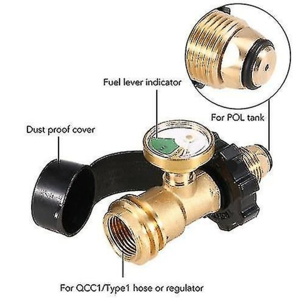 Universal US Cylinder POL Conversion til QCC1/Type 1 Fitting Propane Tank Gauge Adapter