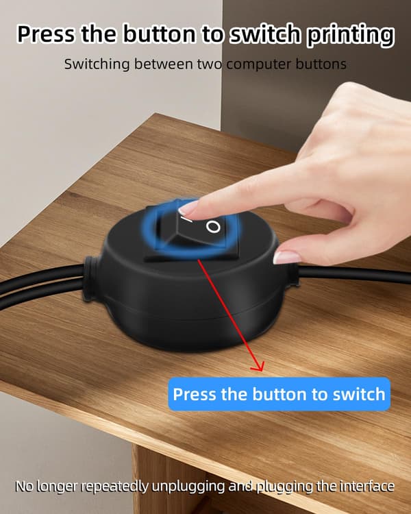 2025 Seneste Model 2 i 1 USB-printerkabel Splitter, USB A Han til USB B Han Printerkabel med Skifteknap til 2 Computere, Del Scanning