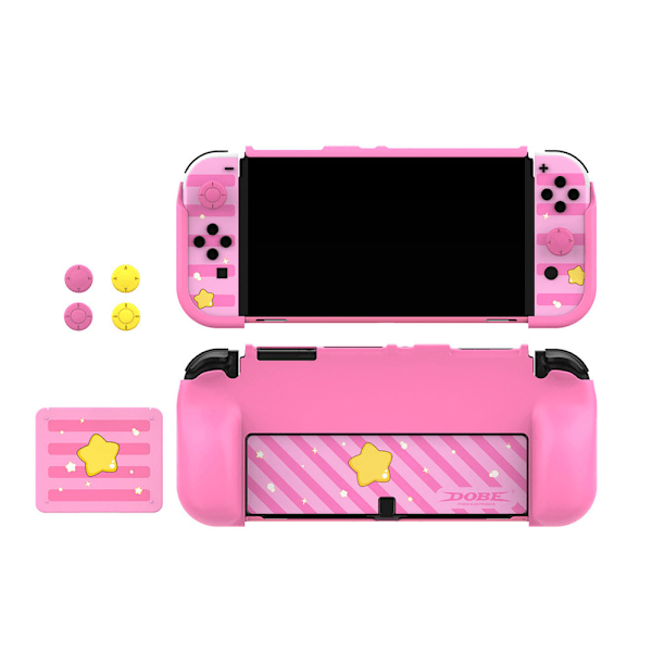 Klistremerke for Nintendo Switch OLED-spillkonsoll + konsollbeskyttelse + kortfutteral + rocker-lås-sett