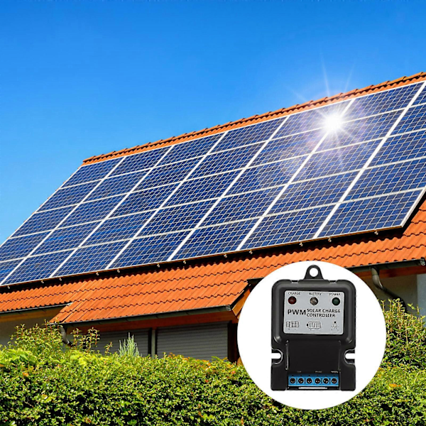 6V 12V 10A Auto Solpanel Ladecontroller Batterioplader Regulator (Sort)
