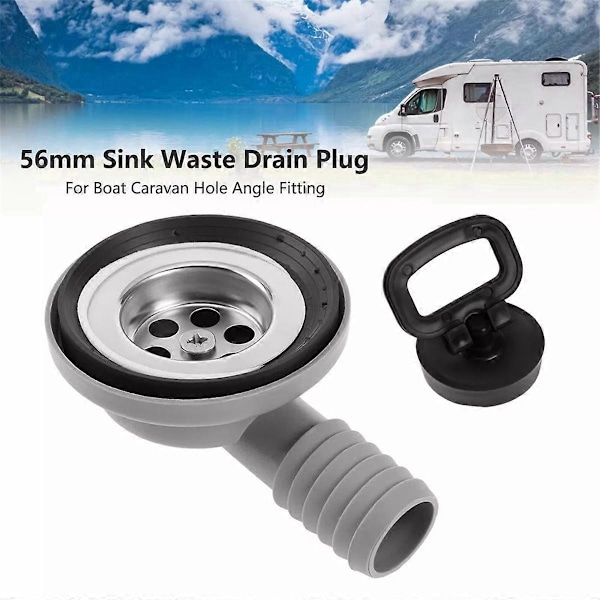 56mm 2.2 Tum Diskbänksavlopp Plugg Hål Vinkelbeslag för Båt Husvagn Husbil RV Camper Tillbehör