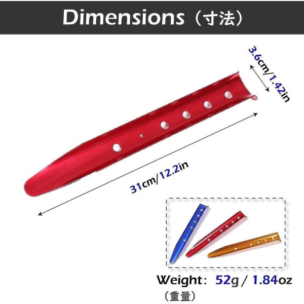 1 st 6x Snö- och sandtältpinnar - Lätt för camping, vandring och backpacking (blå)