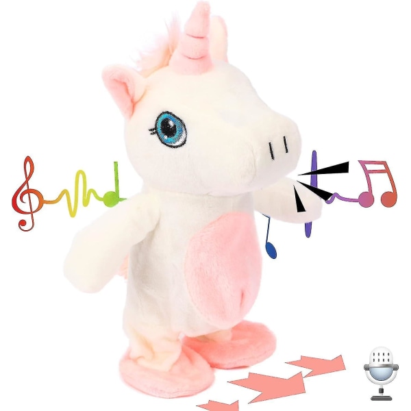 Talking Unicorn Gentager, hvad du siger Gånde Elektrisk Interaktivt animeret legetøj Talende Plys Buddy Gave til småbørn Fødselsdag, 9,5'